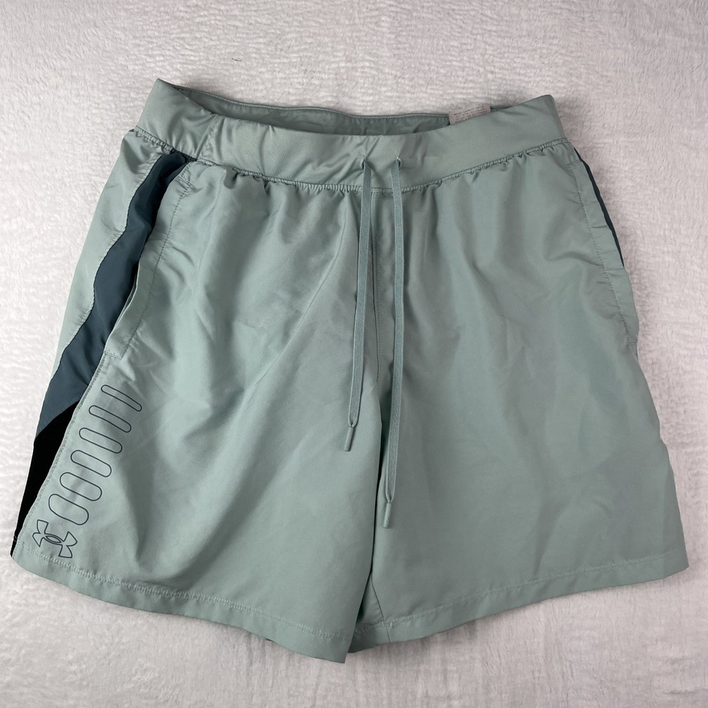 Under Armour Heatgear Fitted Shorts Mens Large Green Stretch Drawstring Waist